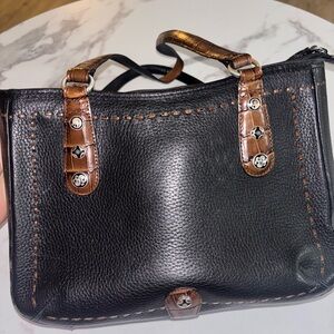 Brighton Black and Brown Leather Shoulder Bag